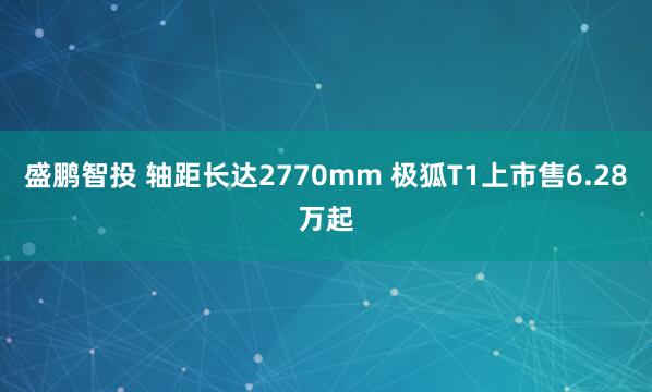 盛鹏智投 轴距长达2770mm 极狐T1上市售6.28万起
