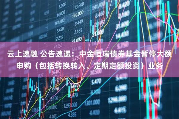 云上速融 公告速递：中金恒瑞债券基金暂停大额申购（包括转换转入、定期定额投资）业务