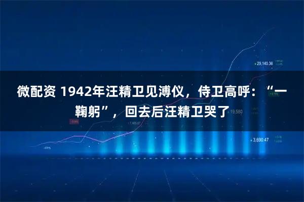 微配资 1942年汪精卫见溥仪，侍卫高呼：“一鞠躬”，回去后汪精卫哭了